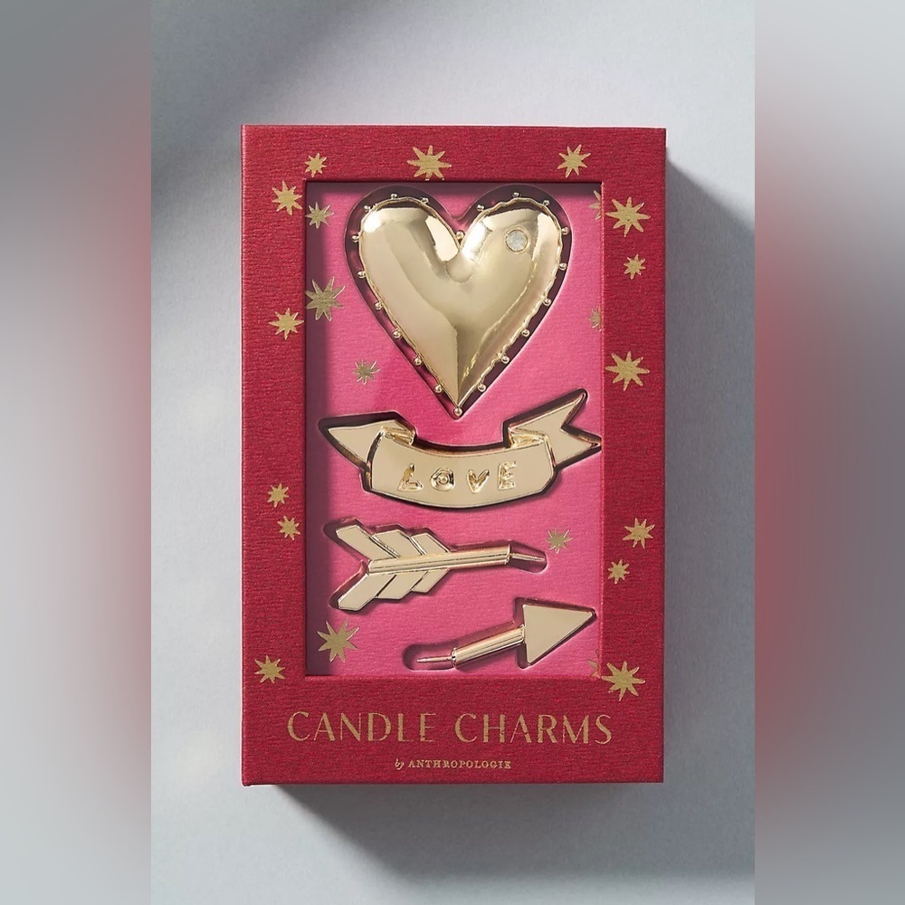 ❄️ Anthropologie} Gold Candle Charms Set Heart Love Amour Valentines Romance